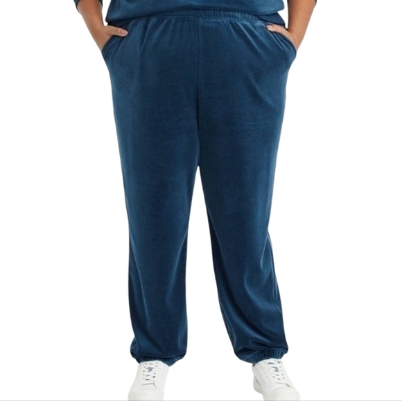 Ava & Viv | Women's Navy Blue Velour Pullon Jogger Pants (Size X/14W) - Picture 1 of 14